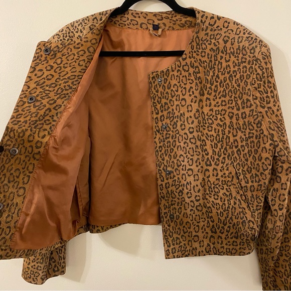 vintage wildcats genuine suede leopard print jacket - Picture 14 of 16